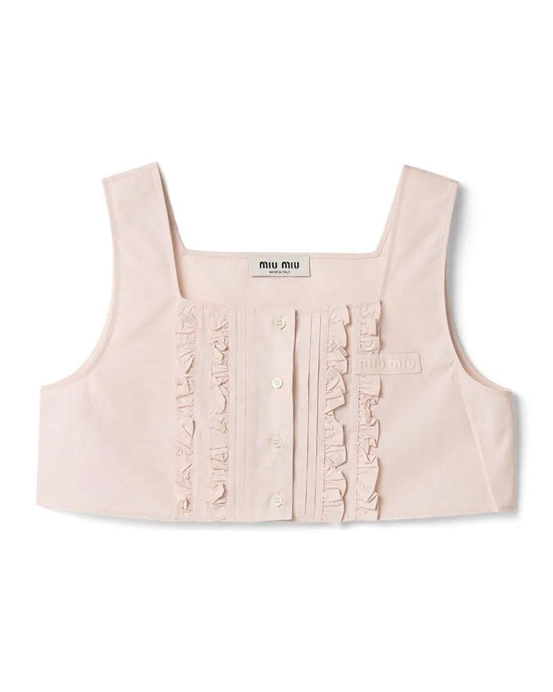 Miu Miu Crop-top Aus Popeline, Damen, Alabasterrosa, Größe Alabasterrosa