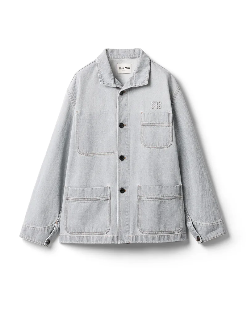 Miu Miu Blousonjacke Aus Denim, Damen, Grau, Größe Grau