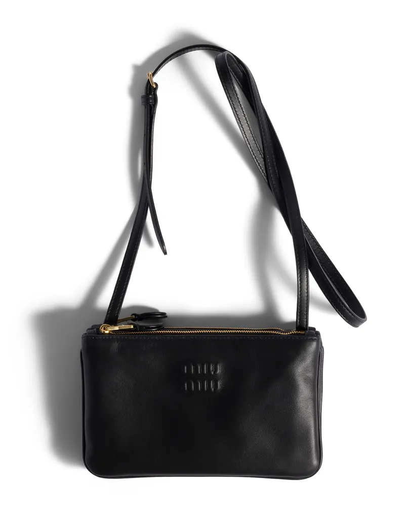 Miu Miu Pouch Aus Leder, Damen, Schwarz Schwarz