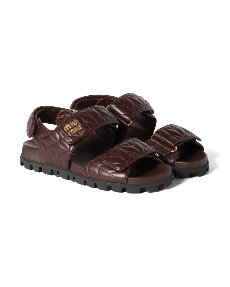 Miu Miu Sportliche Sandalen Aus Matelassé-nappaleder, Damen, Bruyère-holz, Größe Bruyère-holz