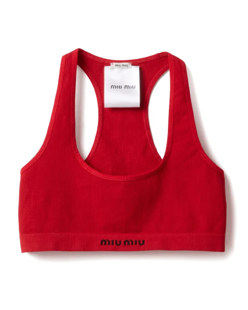 Miu Miu Nahtloses Top Mit Racerback , Damen, Rot, Größe Rot