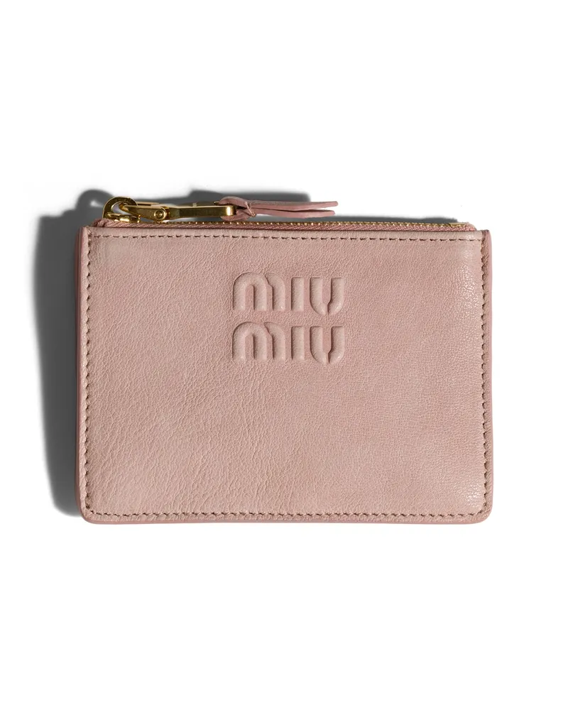Miu Miu Kartenetui Aus Nappa-leder, Damen, Pfirsich Pfirsich