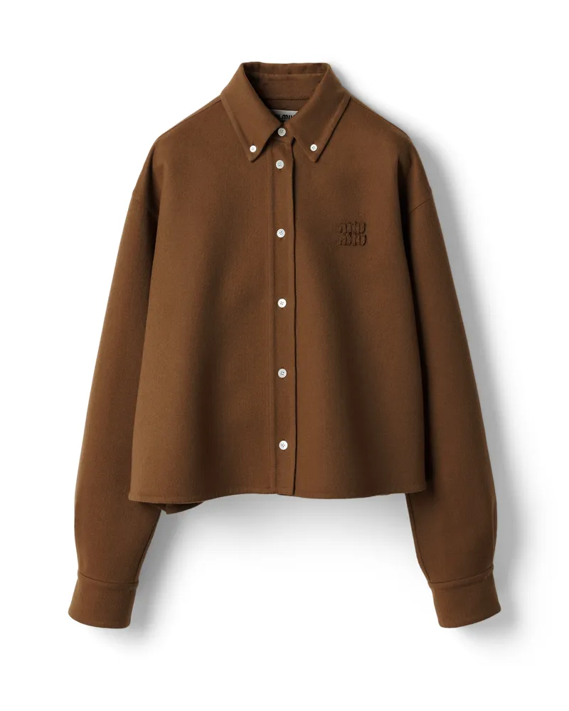 Miu Miu Hemd Aus Doppeltem Kaschmir, Damen, Cognac, Größe Cognac