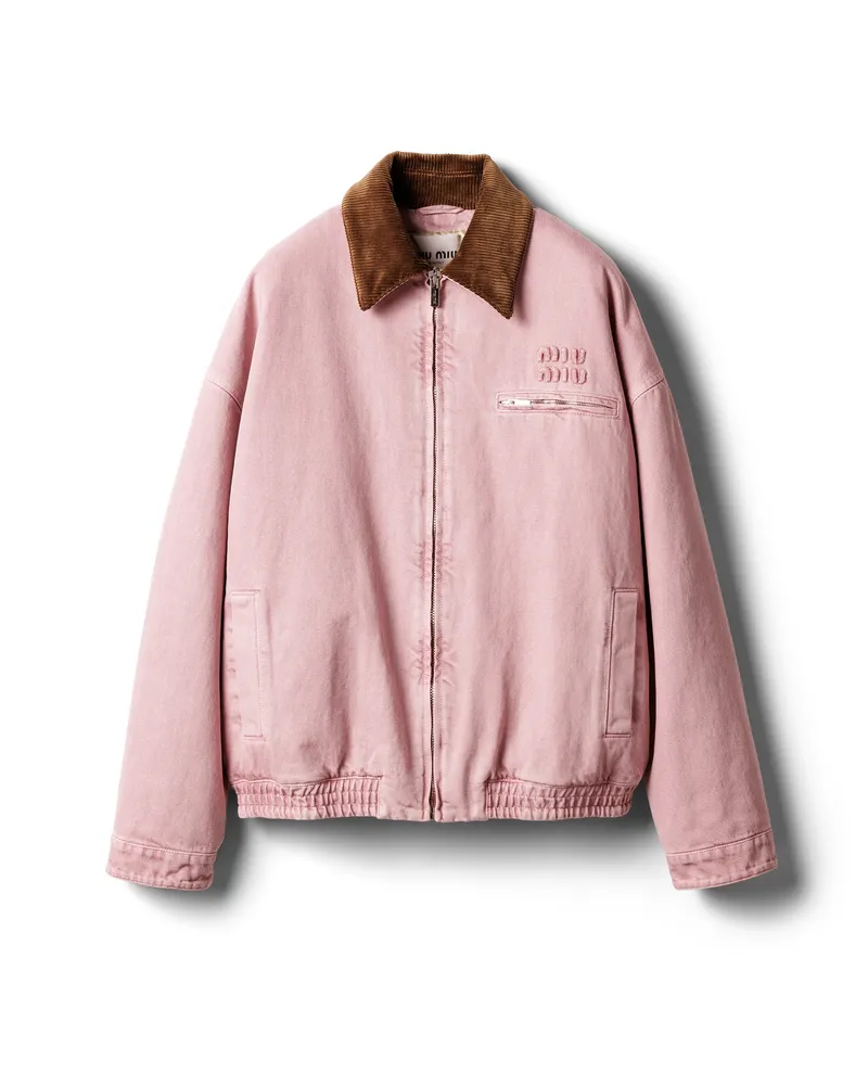 Miu Miu Wattierte Blousonjacke Aus Denim, Damen, Rosa, Größe Rosa