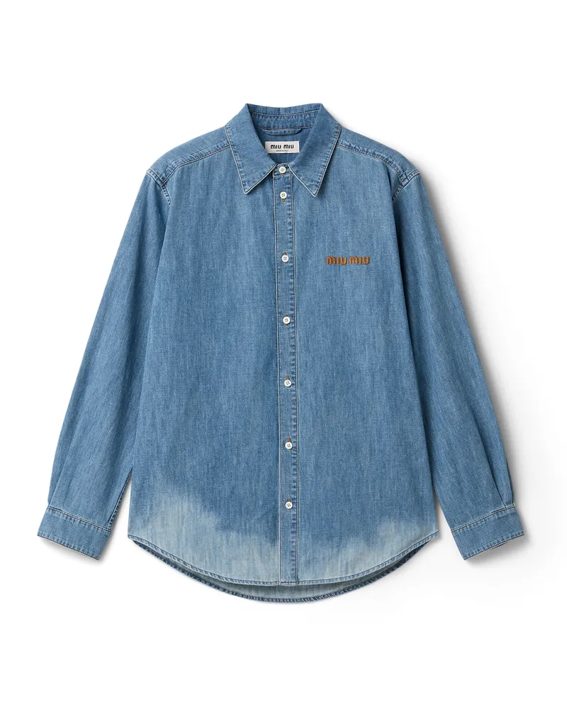 Miu Miu Hemd Aus Chambray, Damen, Saphirblau, Größe Saphirblau