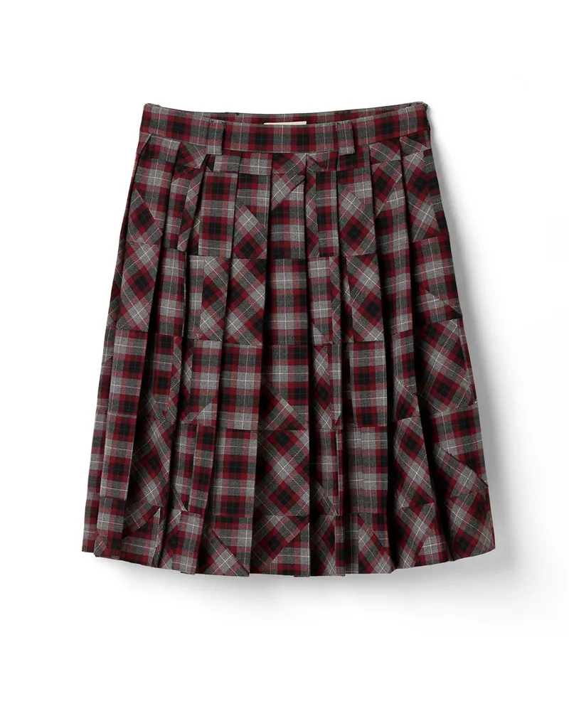 Miu Miu Midirock Mit Tartan-patchwork, Damen, Burgunderrot/grau, Größe Burgunderrot
