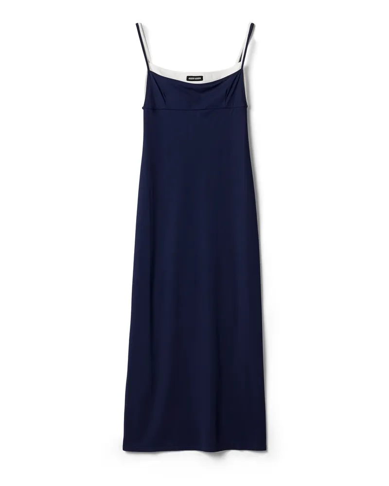 Miu Miu Midikleid Aus Stretch-jersey, Damen, Blau, Größe Blau