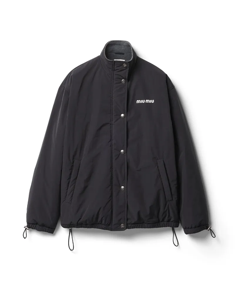 Miu Miu Jacke Aus Pongé Und Fleece, Damen, Schwarz, Größe Schwarz