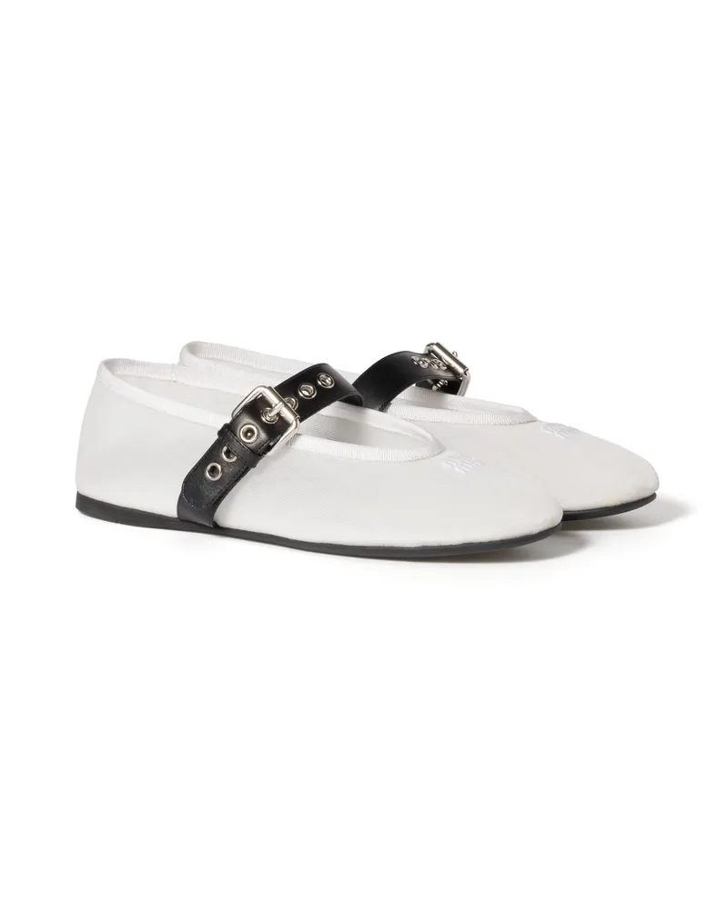 Miu Miu Ballerinas Aus Mesh, Damen, Weiss, Größe Weiss