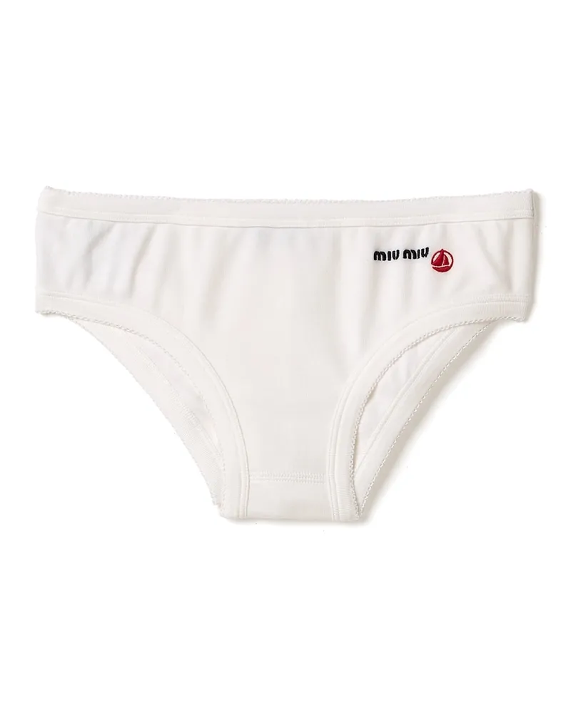 Miu Miu Petit Bateau X  Slip Aus Stretch-jersey, Damen, Weiss, Größe Weiss