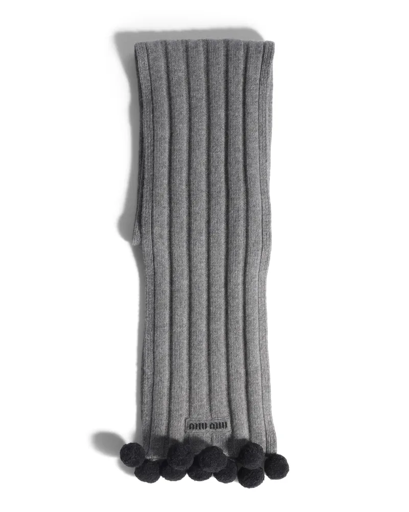 Miu Miu Schal Aus Wolle Und Kaschmir, Damen, Grau Grau