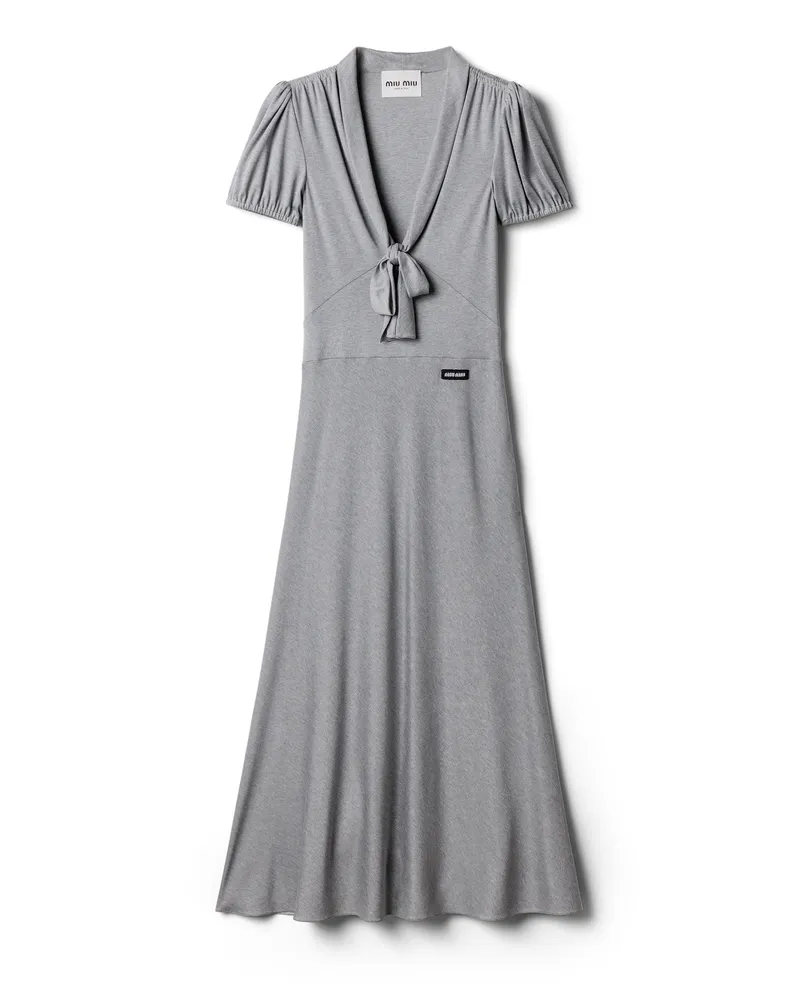 Miu Miu Kleid Aus Seidenjersey, Damen, Grau, Größe Grau