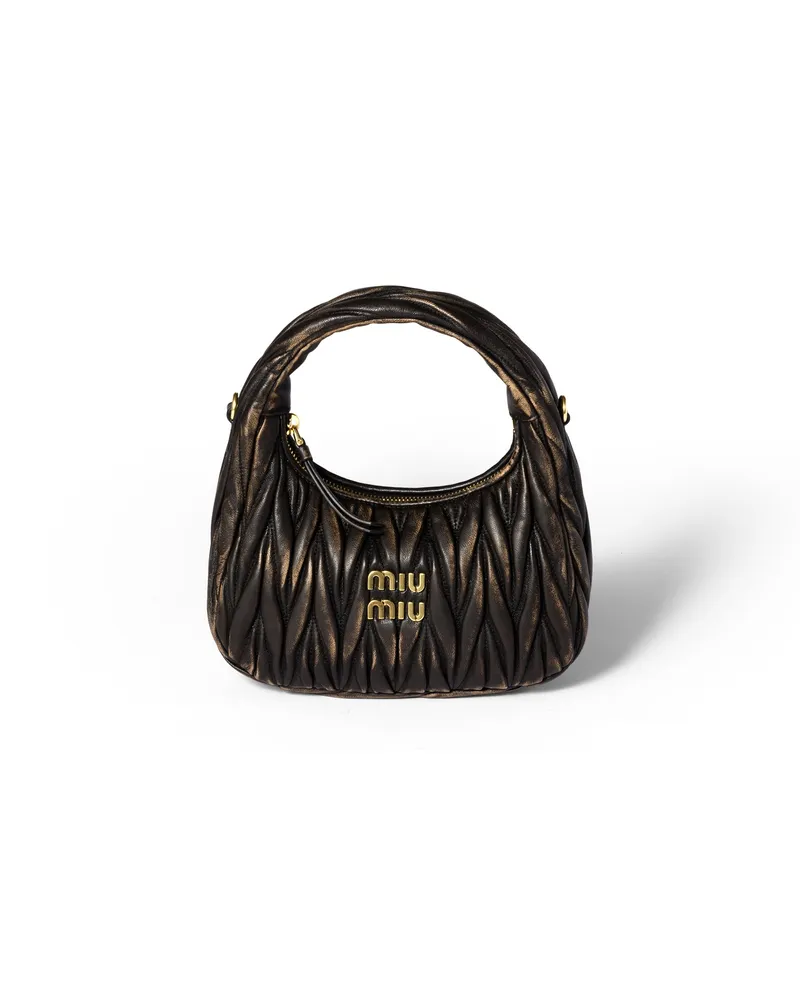 Miu Miu Wander Tasche Aus Matelassé-nappaleder, Damen, Kaffeebraun Kaffeebraun