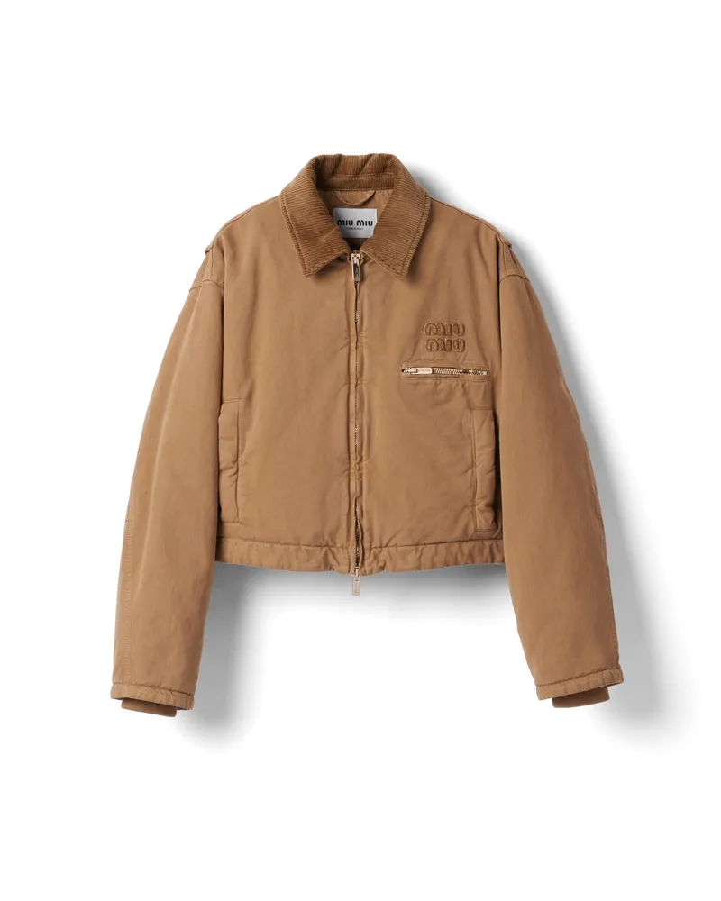 Miu Miu Garment-dyed-blousonjacke Aus Gabardine, Damen, Kordel, Größe Kordel