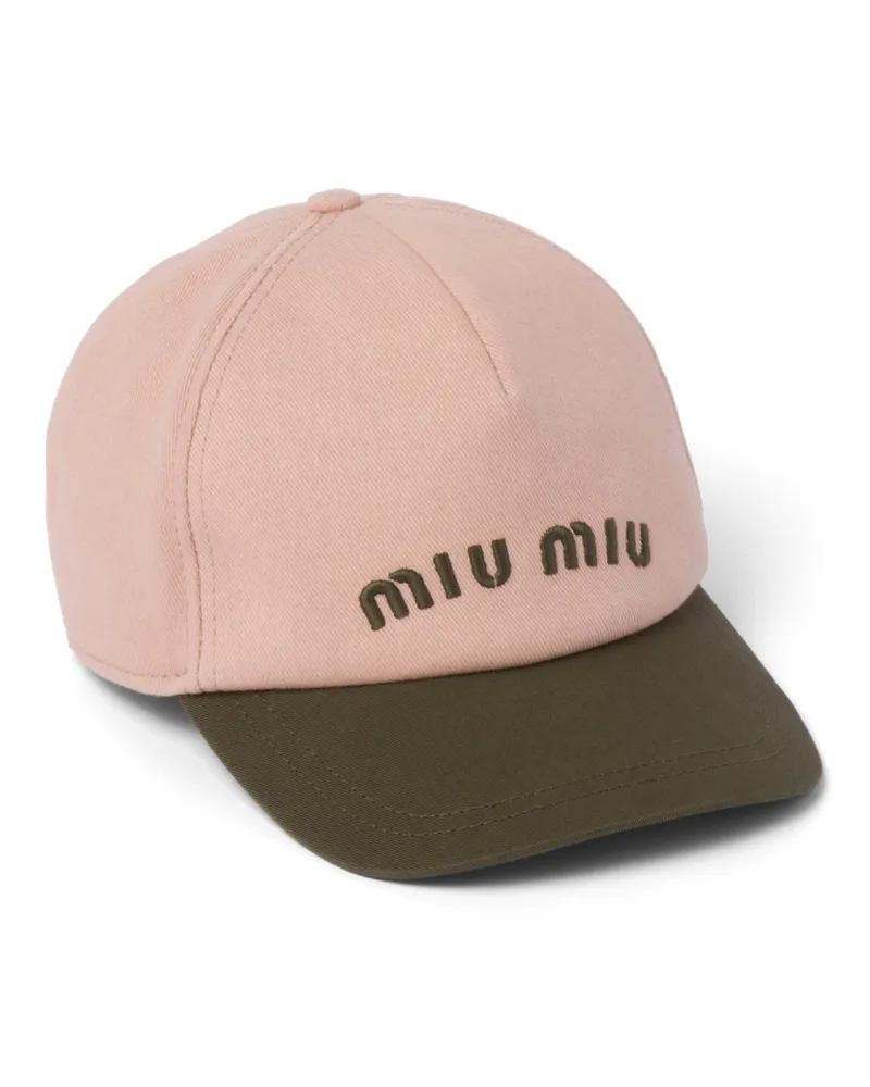 Miu Miu Baseballkappe Aus Drill, Damen, Orchideenrosa/waldgrün, Größe Orchideenrosa