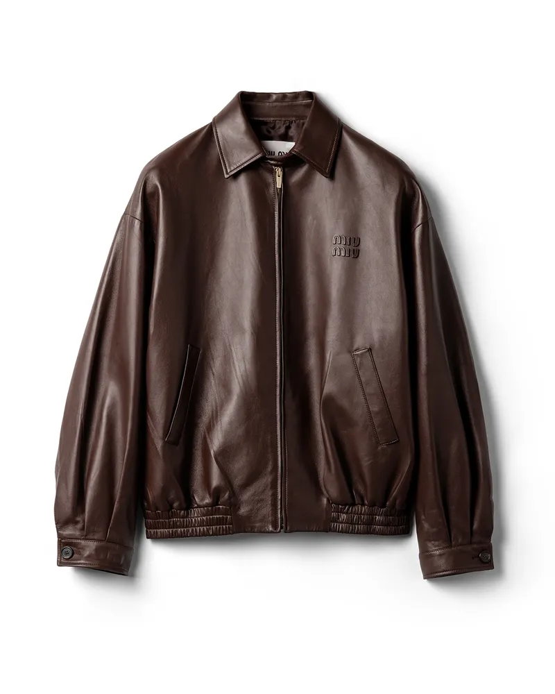 Miu Miu Blousonjacke Aus Nappa-leder, Damen, Sienna, Größe Sienna