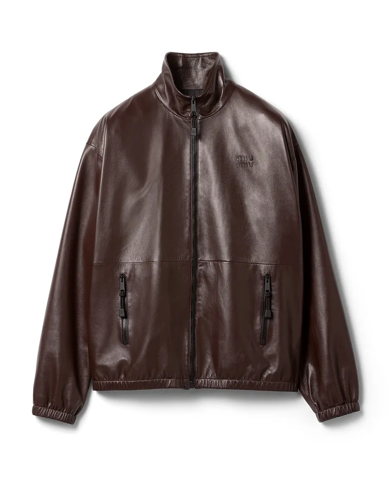 Miu Miu Blousonjacke Aus Nappaleder, Damen, Sienna, Größe Sienna