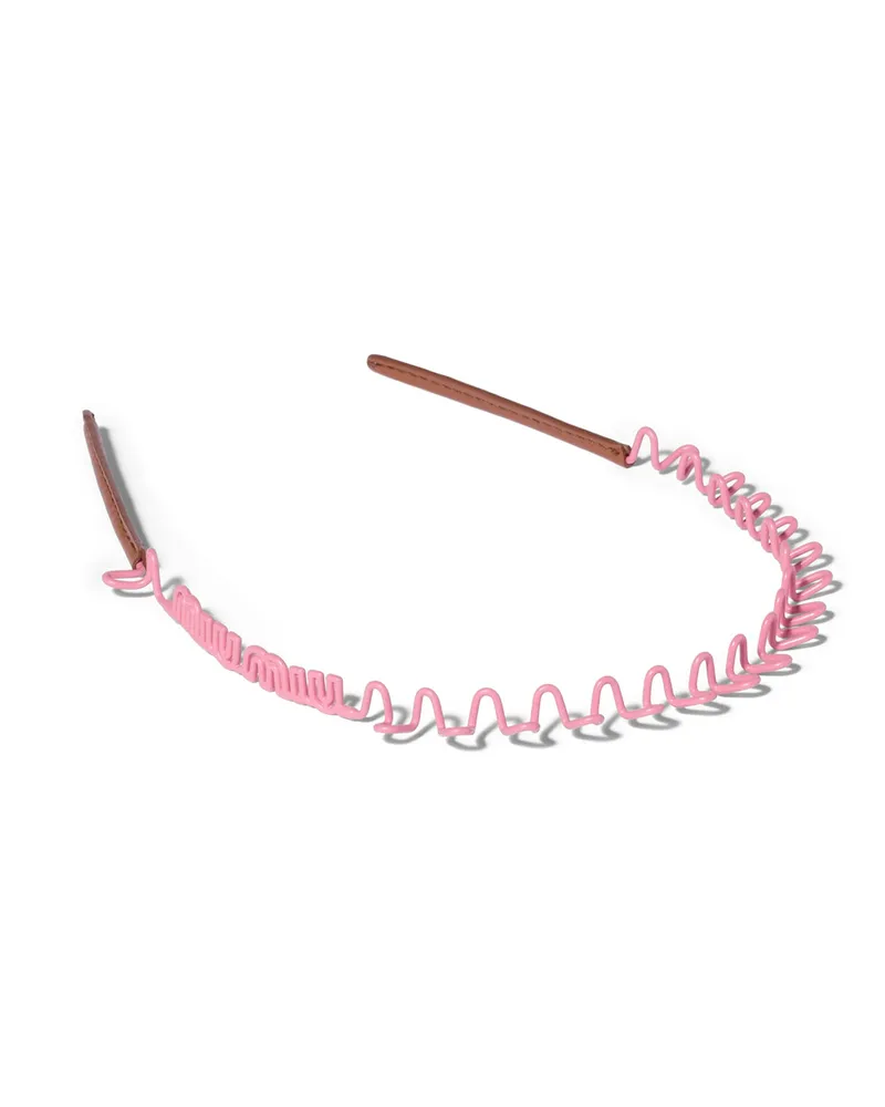 Miu Miu Haarreif Aus Metall Und Leder, Damen, Begonia/cognac Begonia