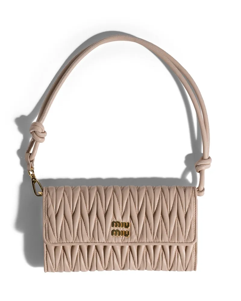 Miu Miu Portemonnaie Aus Matelassé Nappaleder , Damen, Puderrosa Puderrosa