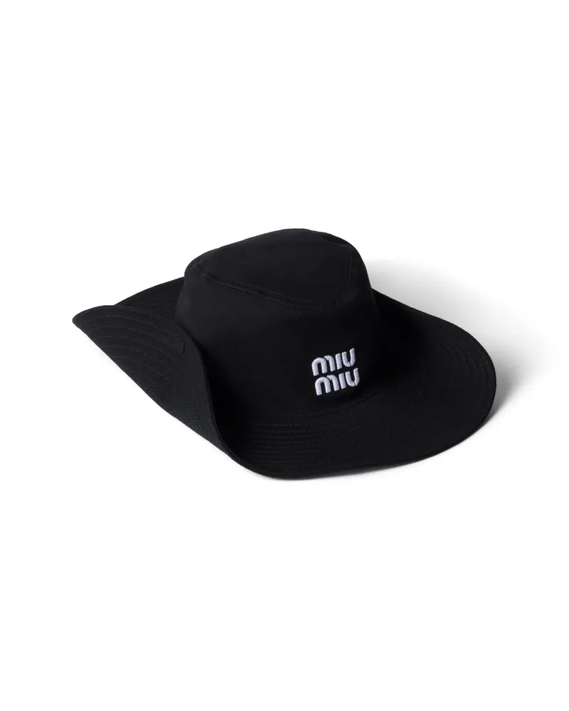 Miu Miu Hut Aus Drill, Damen, Schwarz/weiss, Größe Schwarz