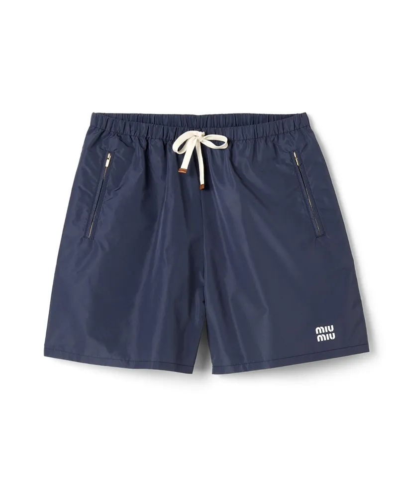 Miu Miu Bermudas Aus Funktionsgewebe, Damen, Blau, Größe Blau