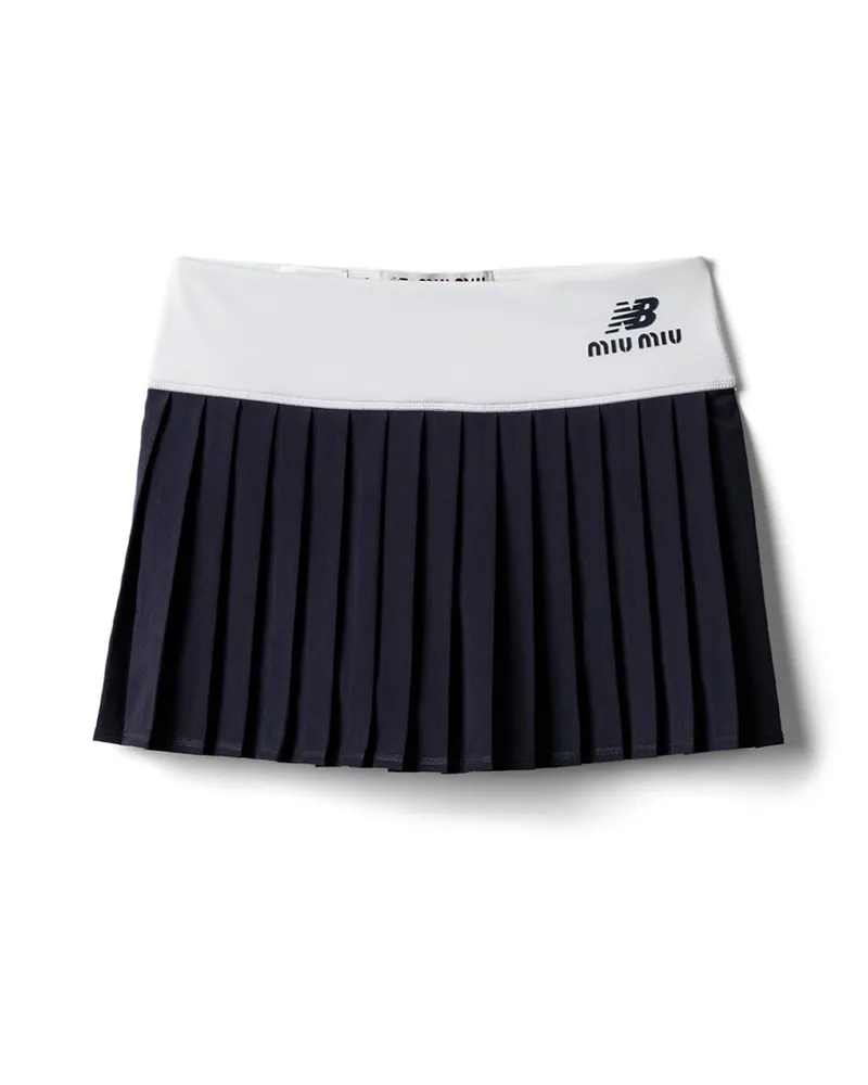 Miu Miu Falten-minirock Aus Funktionalem Stretch-jersey, Damen, Weiss/ostseeblau, Größe Weiss