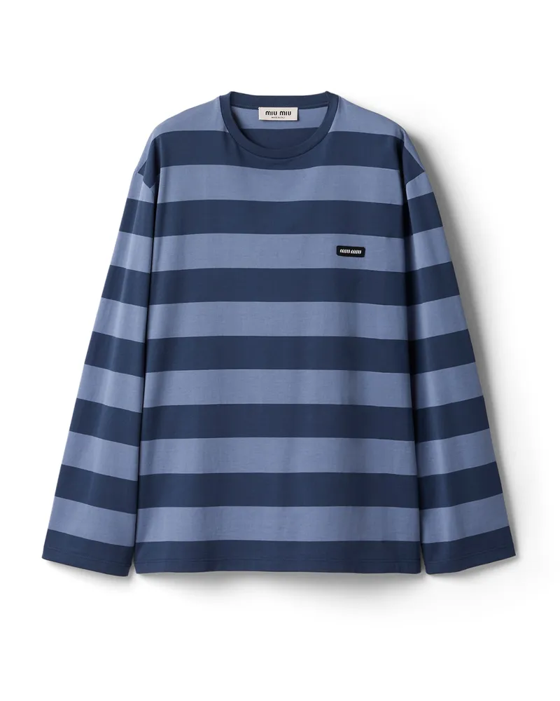 Miu Miu T-shirt Aus Jersey, Damen, Aviation-blau/fliegerblau, Größe Aviation-blau