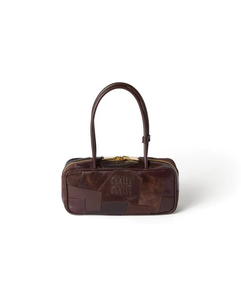 Miu Miu Beau Patchwork-tasche Aus Leder, Damen, Bruyère-holz Bruyère-holz