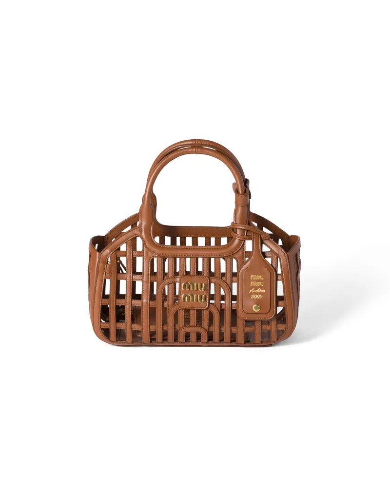 Miu Miu Korb Aus Leder, Damen, Cognac Cognac