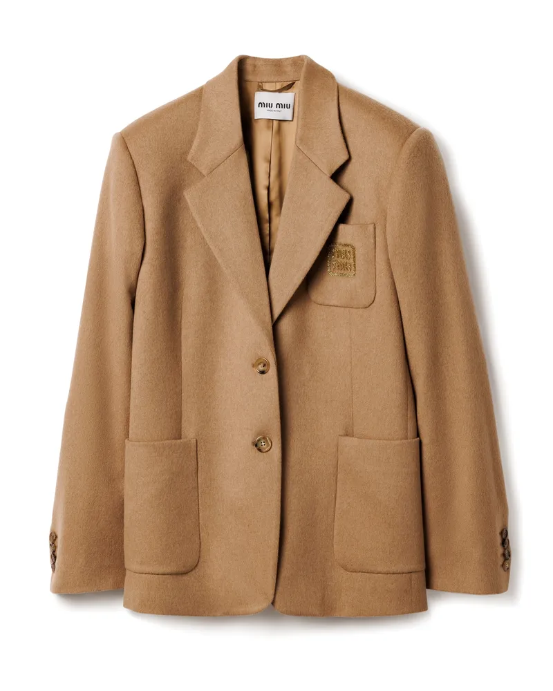 Miu Miu Einreihige Jacke Aus Kamelhaar, Damen, Kamelbraun, Größe Kamelbraun