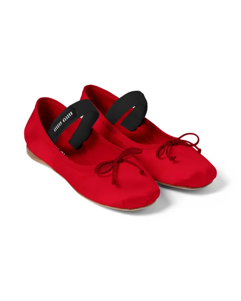 Miu Miu Ballerinas Aus Satin, Damen, Rot, Größe Rot