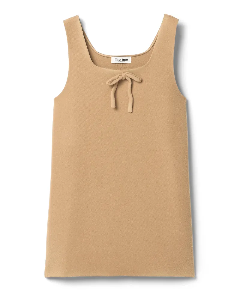 Miu Miu Gewachstes Kleid Aus Doppel-wolle, Damen, Haselnuss, Größe Haselnuss