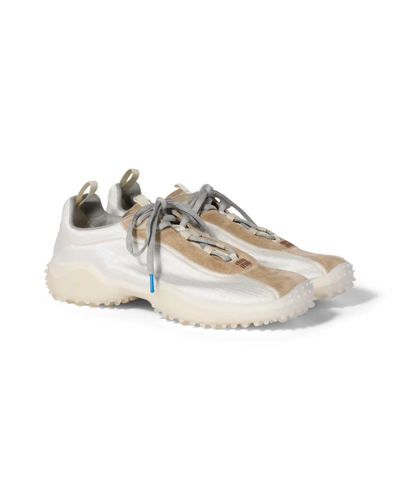 Miu Miu Bubble Sneaker Aus Technischem Gewebe Und Veloursleder, Damen, Elfenbein, Größe Elfenbein