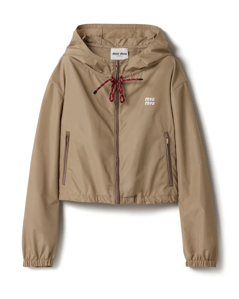 Miu Miu Blousonjacke Aus Funktionsgewebe, Damen, Lehmgrau, Größe Lehmgrau