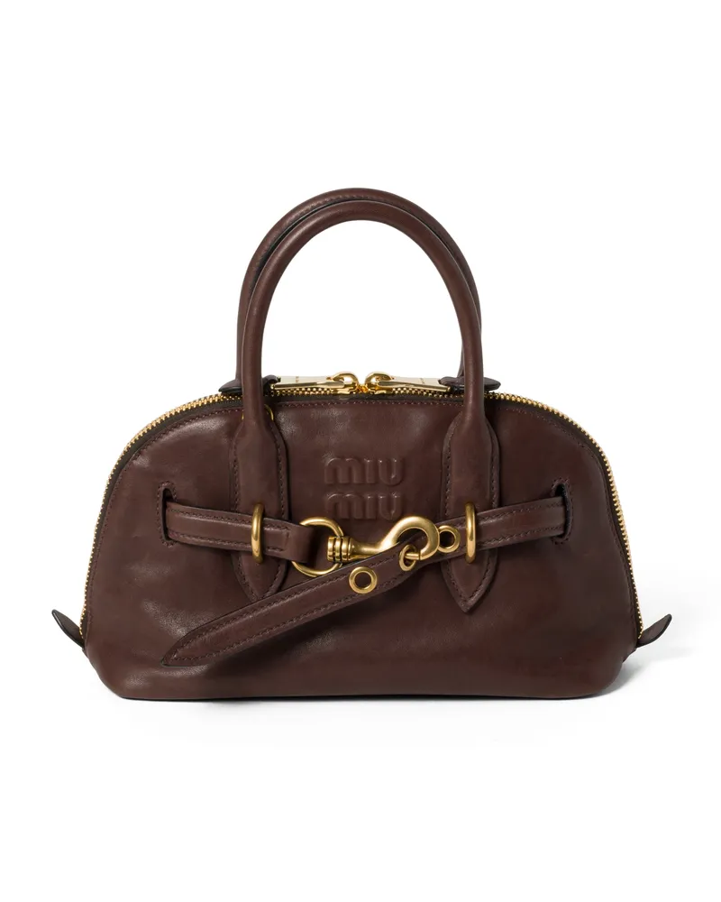 Miu Miu Aventure Henkeltasche Aus Nappa-leder, Damen, Bruyère-holz Bruyère-holz