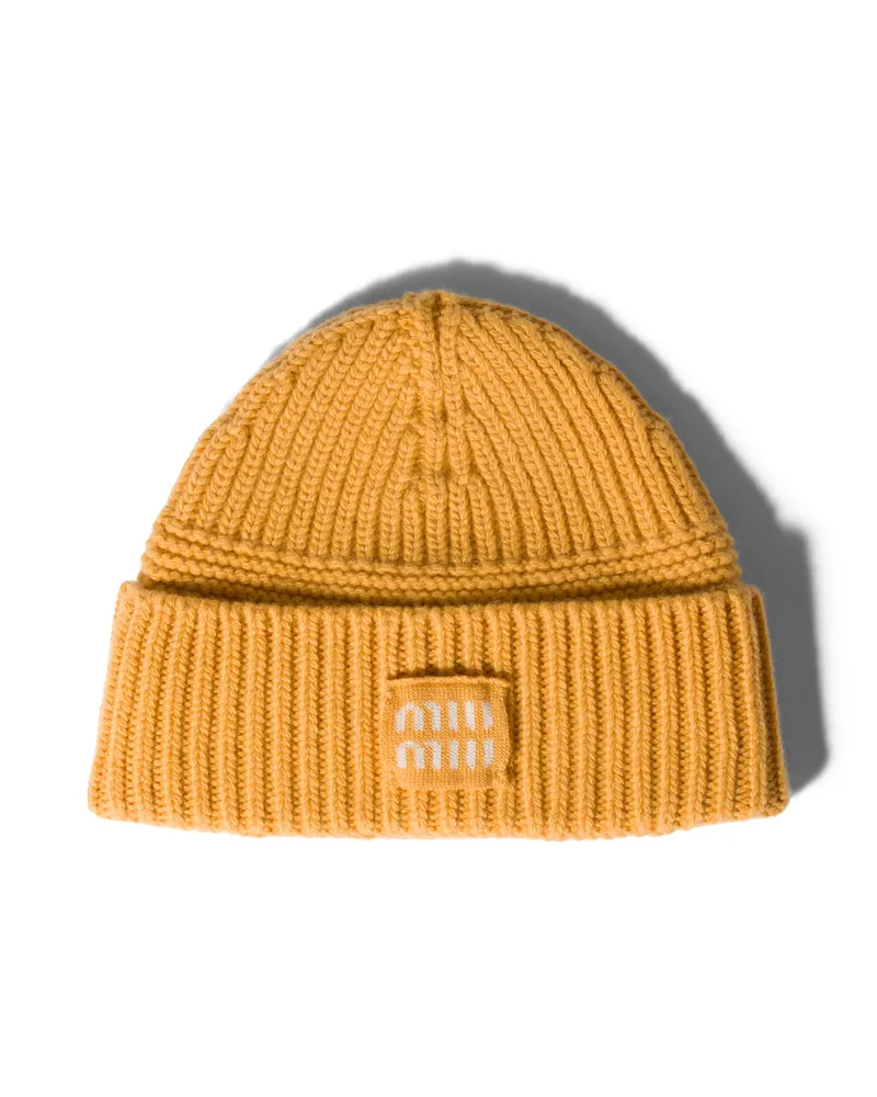Miu Miu Strickmütze Aus Wolle Und Kaschmir, Damen, Topas Topas
