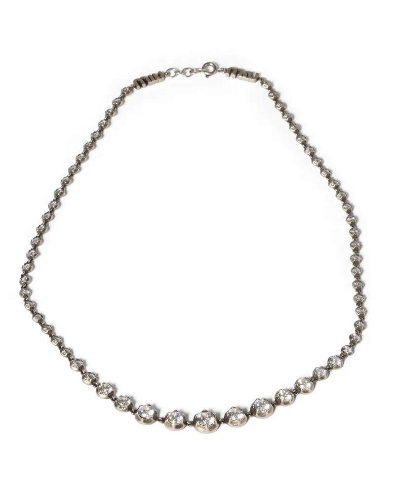 Miu Miu Halskette Aus Metall Mit Kristallen, Damen, Silberfarben Silberfarben