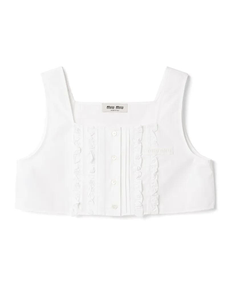 Miu Miu Crop-top Aus Popeline, Damen, Weiss, Größe Weiss