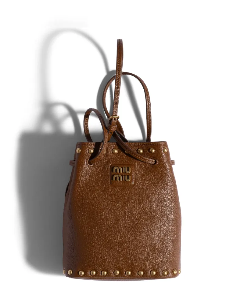 Miu Miu Pouch Aus Leder, Damen, Brandy Brandy