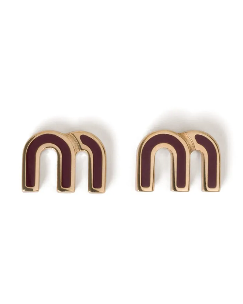 Miu Miu Ohrringe Aus Emailliertem Metall, Damen, Amaranthrot Amaranthrot
