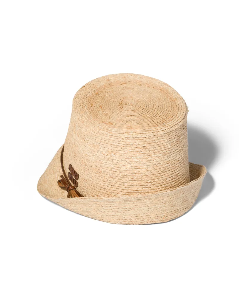 Miu Miu Hut Aus Raphiabast, Damen, Beige/brandy, Größe Beige