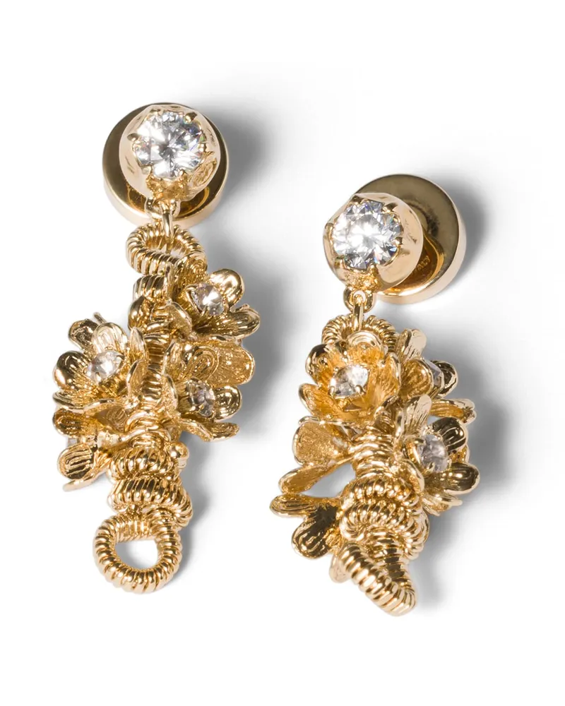 Miu Miu Ohrringe Aus Metall Mit Kristallen, Damen, Gold/kristall Gold
