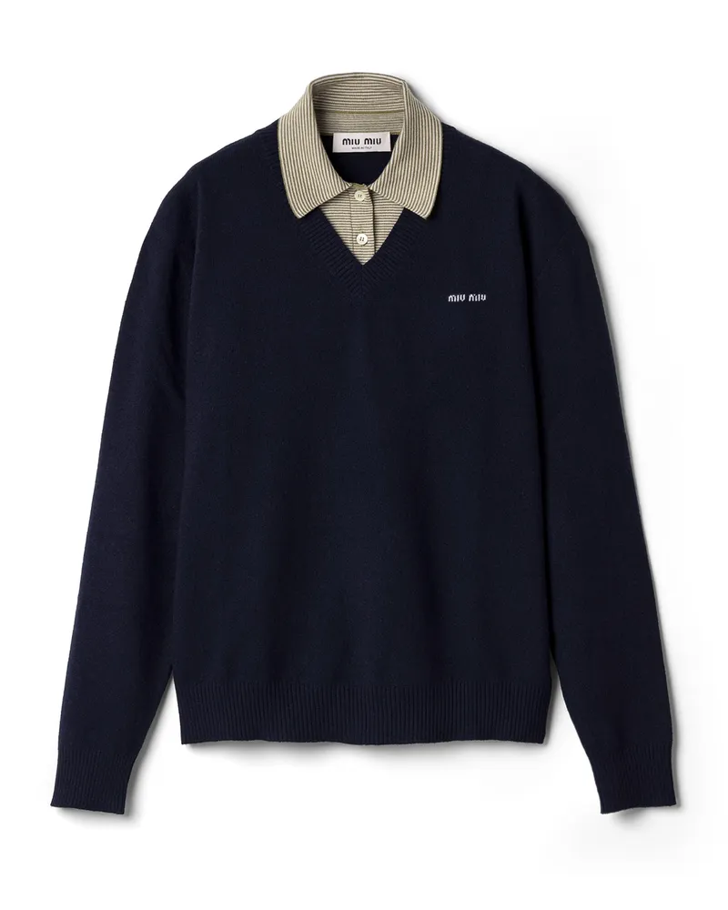 Miu Miu Wool And Cashmere Sweater, Damen, Blau/farngrün, Größe Blau