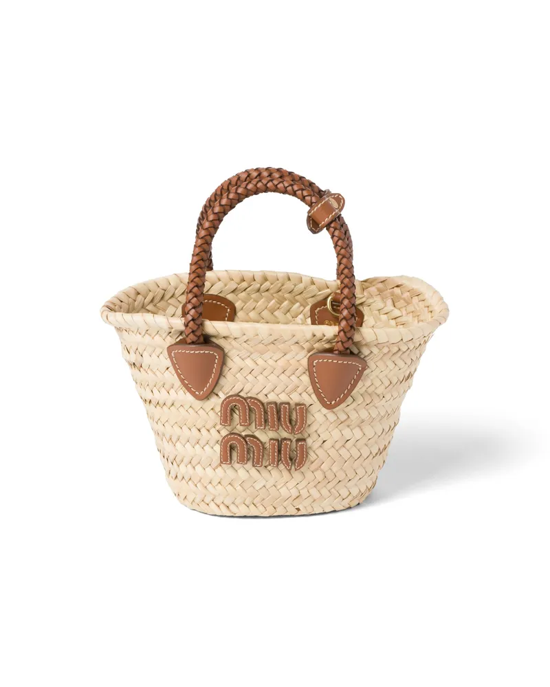 Miu Miu Handtasche Aus Webstoff, Damen, Beige/cognac Beige