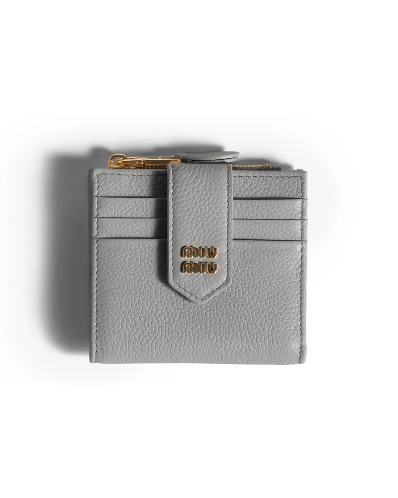 Miu Miu Kleine Geldbörse Aus Leder, Damen, Perlgrau Perlgrau