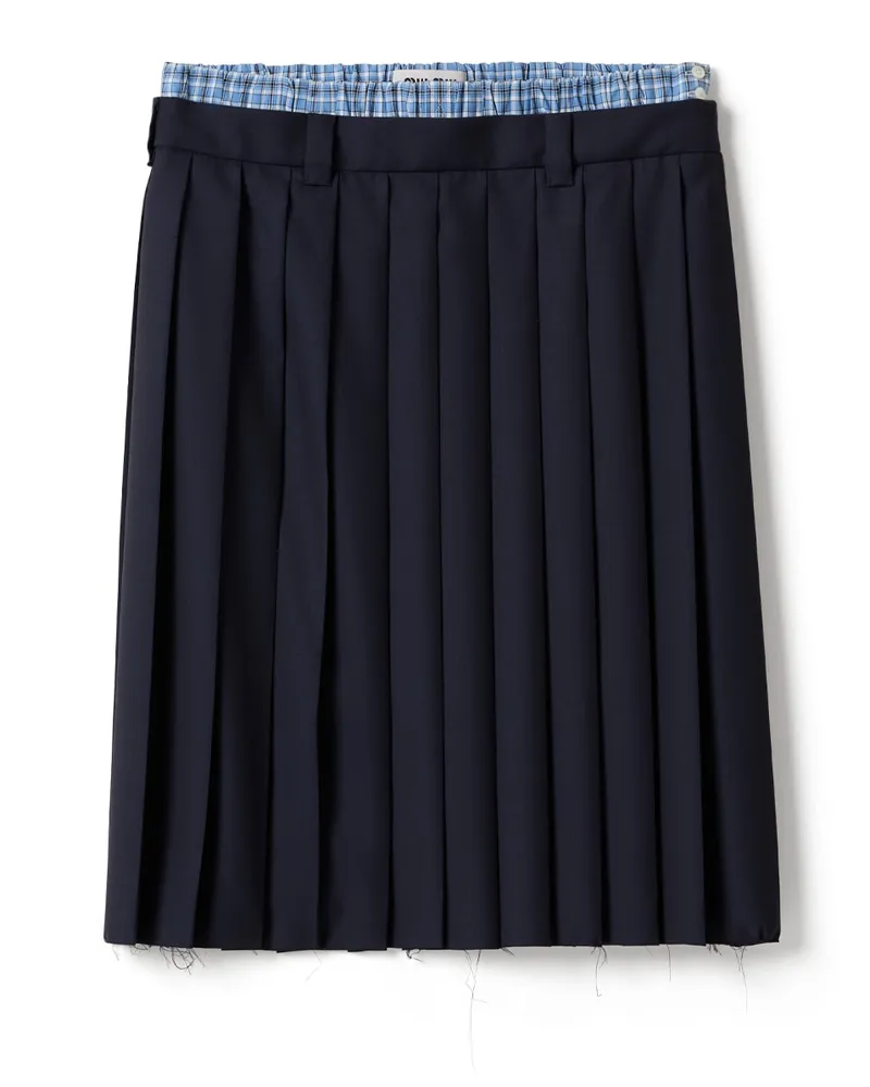 Miu Miu Midi-faltenrock Aus Batavia, Damen, Blau, Größe Blau