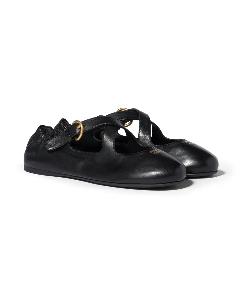 Miu Miu Ballerinas Aus Nappaleder, Damen, Schwarz, Größe Schwarz