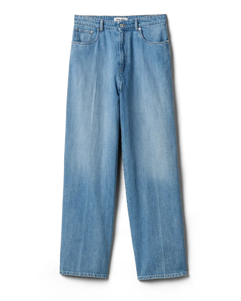 Miu Miu Jeans Aus Denim, Damen, Hellblau, Größe Hellblau