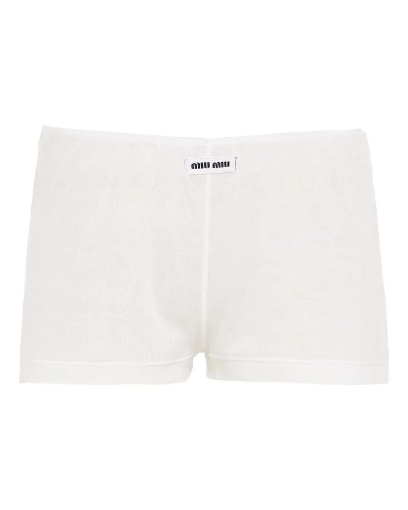 Miu Miu Boxershorts Aus Rippstrick, Damen, Weiss, Größe Weiss