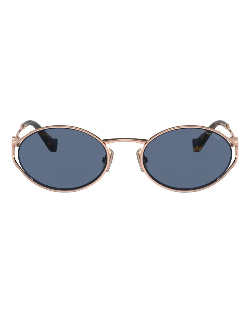 Miu Miu Logo Sonnenbrille, Damen, Blaue Gläser Blaue